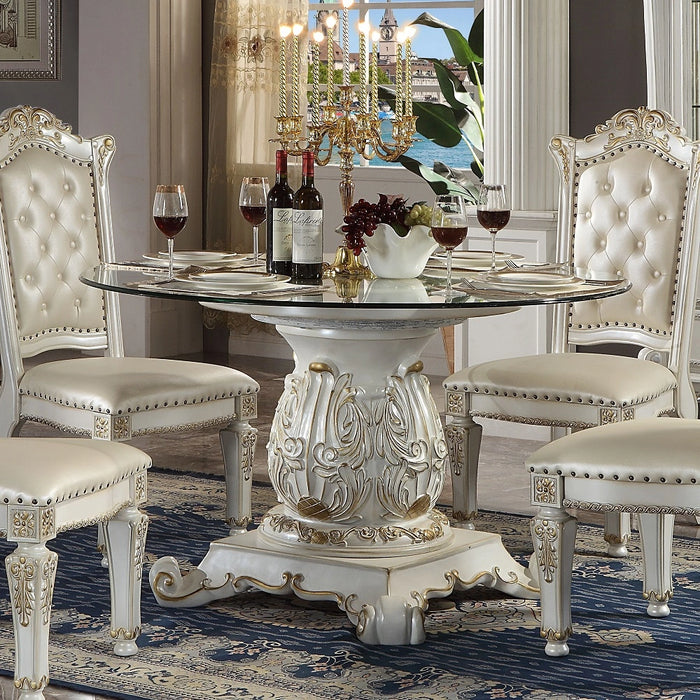 Dining Table w/Pedestal (54"Dia Glass Top)