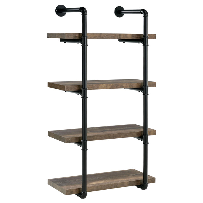 Elmcrest 24-inch Wall Shelf Black and Rustic Oak image