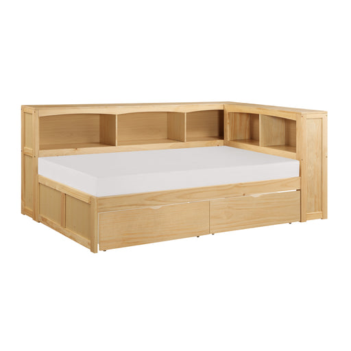 Bartly-(4) Twin Bookcase Corner Platform Bed with Storage Boxes image
