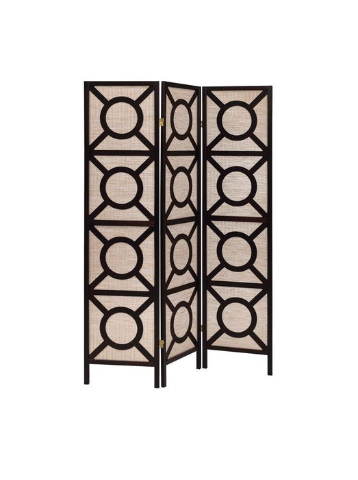 Vulcan 3-panel Geometric Folding Screen Tan and Cappuccino