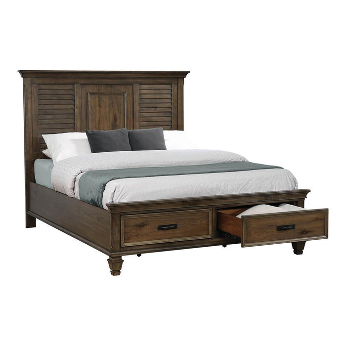 Franco Queen Storage Bed Burnished Oak