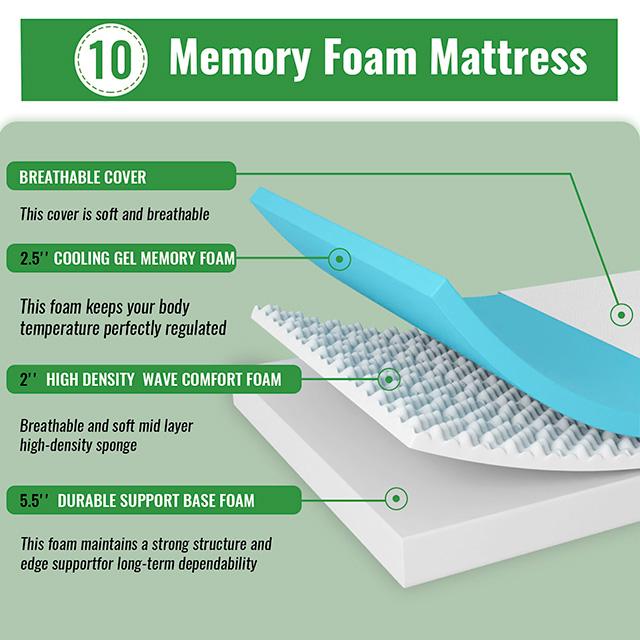 Coreopsis 10" Full Memory Foam Wave Comfort