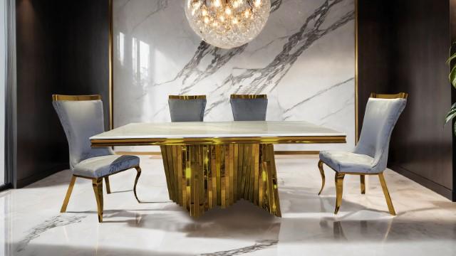 Basilicata Gold Chair (2/CTN) White, Gray, & Black