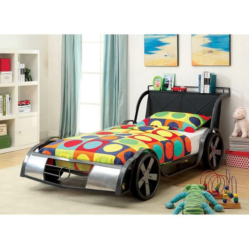 GT RACER Silver/Gun Metal Twin Bed image