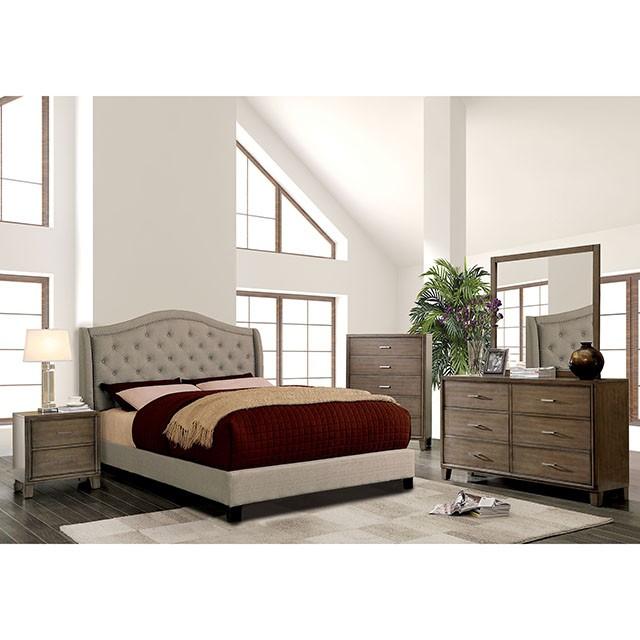 Carly Cal.King, E.King, Full, & Queen Bed Grey & Brown