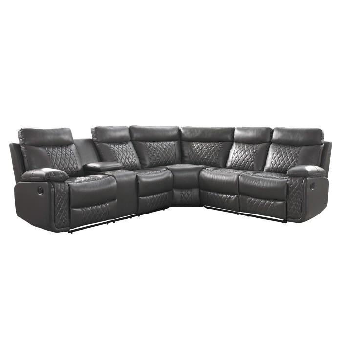 9599GRYSC - (3)3-Piece Reclining Sectional with Left Console image