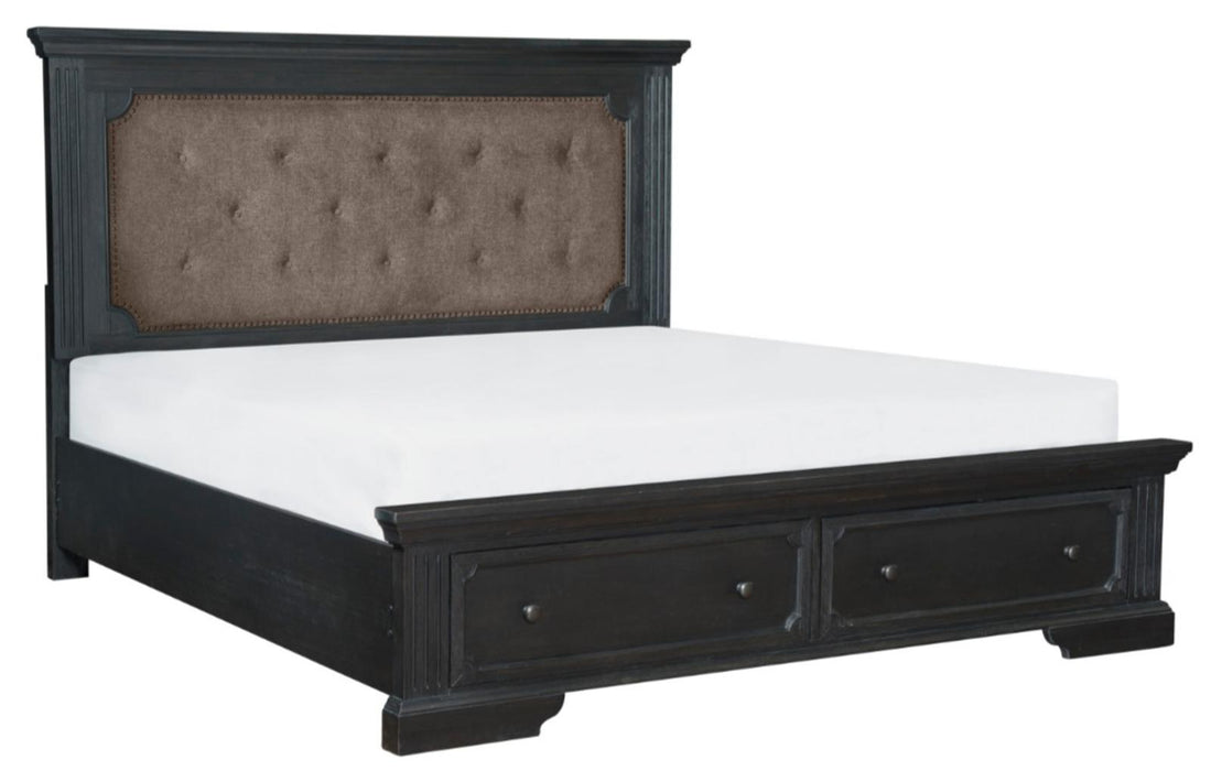 Bolingbrook King Upholstered Storage Platform Bed in Coffee 1647K-1EK