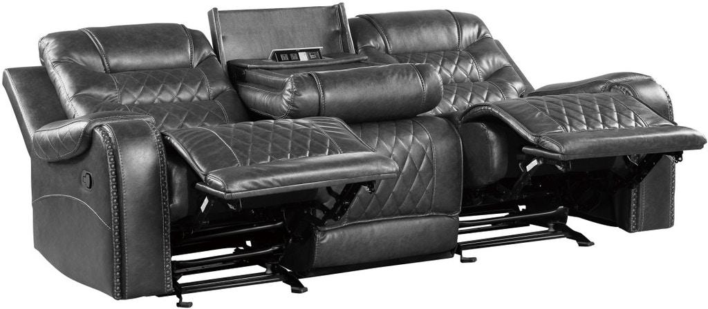 Putnam Power Double Reclining Sofa with Drop-Down in Gray 9405GY-3PW