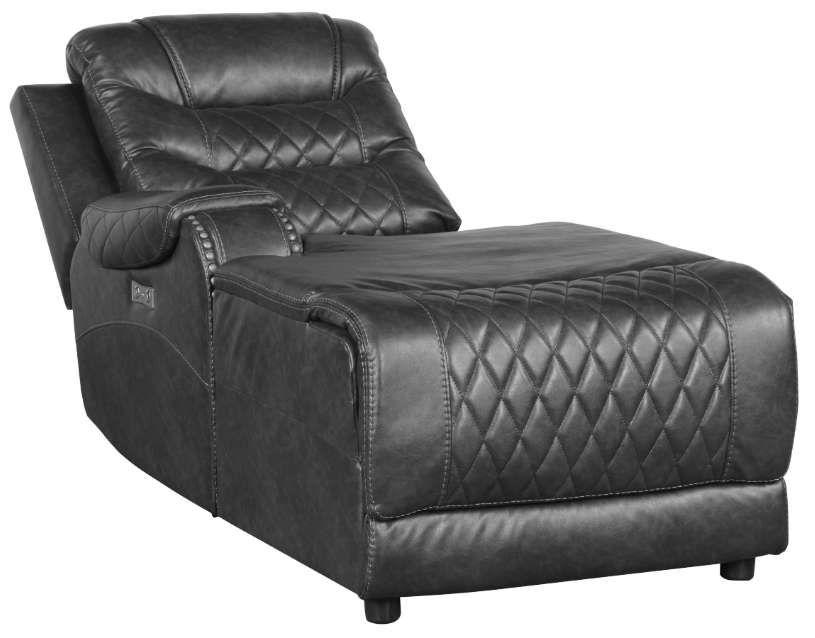 Putnam Power Left Side Reclining Chaise with USB Port in Gray 9405GY-LCPW