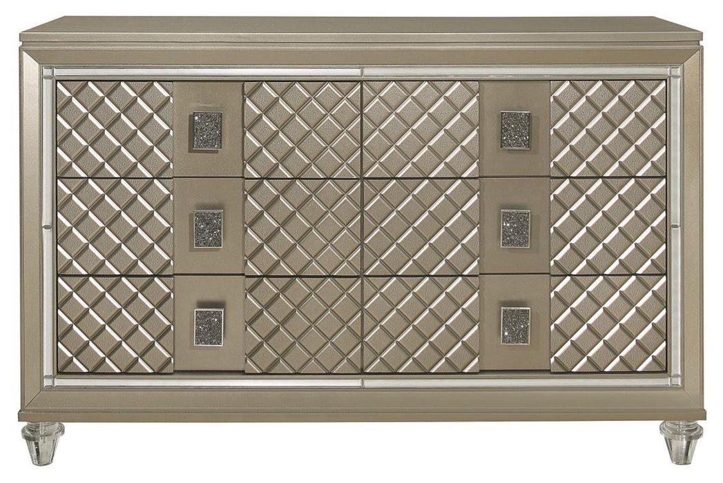 Youth Loudon 6 Drawer Dresser in Champagne Metallic B1515-5