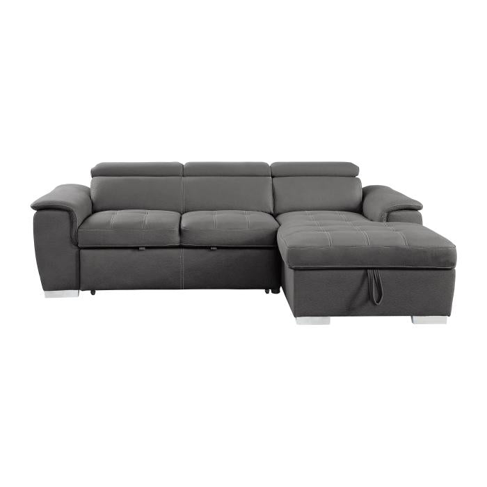 8228GY - (2)2-Piece Sectional with Adjustable Headrests, Pull-out Bed and Right Chaise with Hidden Storage image