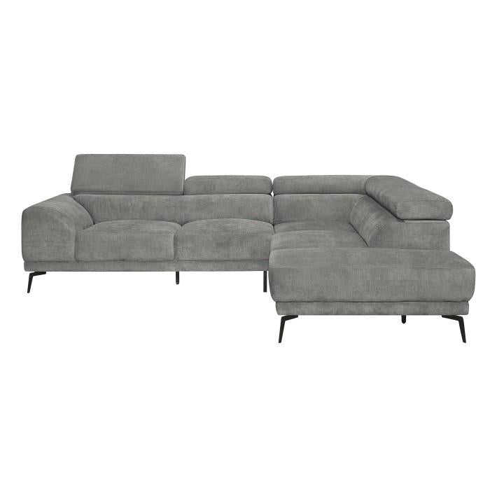 9409GRYSC - (2)2-Piece Sectional with Adjustable Headrests and Right Chaise image