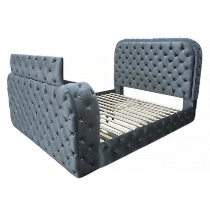 Eastern King Bed w/LED, Fireplace & TV Stand
