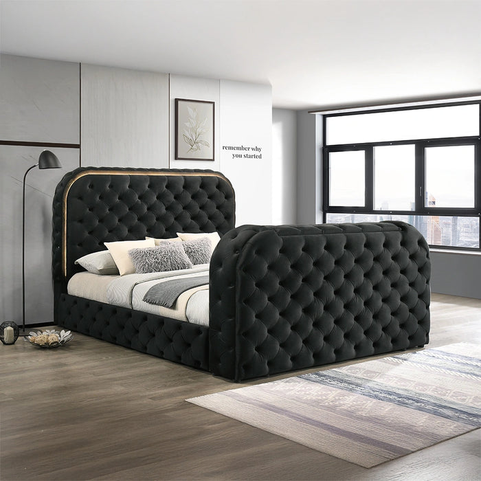 Eastern King Bed w/LED, Fireplace & TV Cabinet