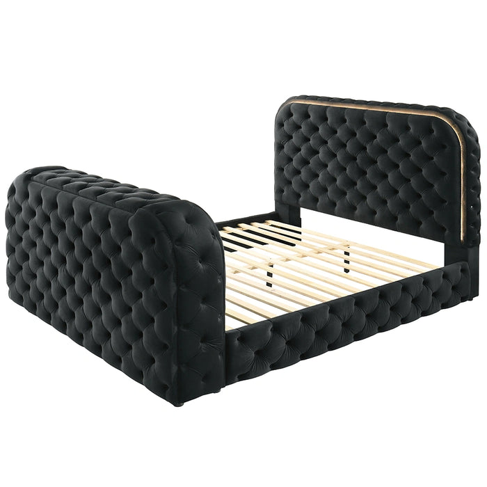 Eastern King Bed w/LED, Fireplace & TV Cabinet